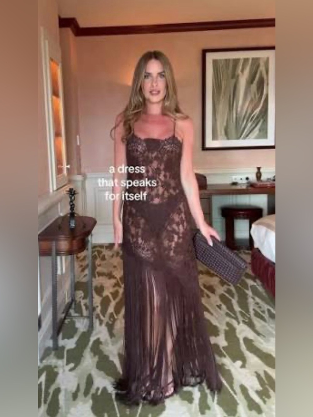 Zara Brown Lace Fringe Maxi Dress